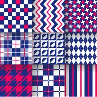 Set of seamless backgrounds with pattern striped chess checkered N16