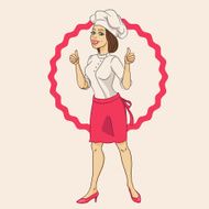 woman chef showing thumb