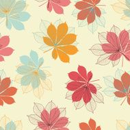 Seamless pattern with autumn leaves in a retro style