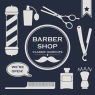 Barber shop vintage symbols set