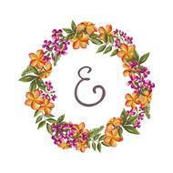 Hand-drawn vintage flower wreath N8