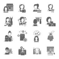 Woman Shopping Icon Black