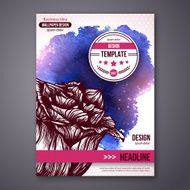 Business Poster or Flyer Template with watercolor paint background N3