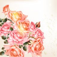 Beautiful vector background in vintage style with rose flowers