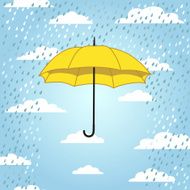 romantic card with umbrellas and rain