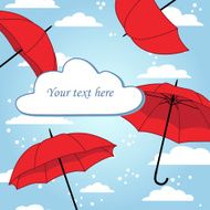 romantic card with umbrellas and rain N2