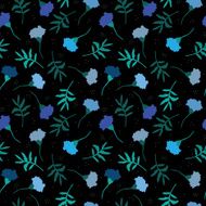 black cloth with blue marigolds