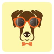 Vector image of dog wearing glasses