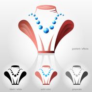 Symbol in shape of bust with bead necklace