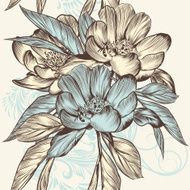Floral seamless vector pattern with flowers and ornament