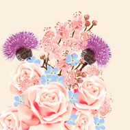 Floral background with flowers and roses