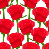 Beautiful seamless background with red roses on white