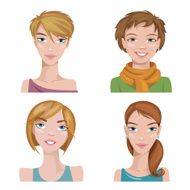 Set of four portraits Female characters N2