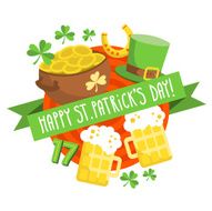 St Patrick&#039;s Day card background in flat design