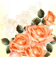 Grunge romantic background with roses