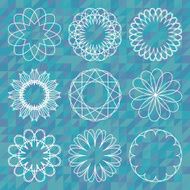 Spirograph round ornament set over polygonal background