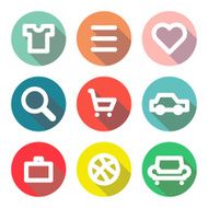 Set of icons with long shadow for web design vector