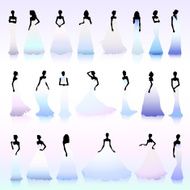 Set of wedding dresses colored