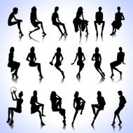 Set of sitting women