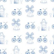 Seamless pattern with Dutch ornaments (Deflt blue style) N8