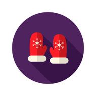 Christmas Red Santa Claus Gloves with Snowflakes Flat Icon