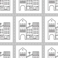 Seamless pattern with houses and streets N2