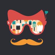 Colorful hipster sunglasses with ice cream on a stick