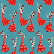 Flamenco dancer Seamless background pattern N2