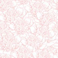 Vector pattern with peony and foliage Hand drawn illustration
