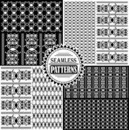 Set of eight black and white patterns