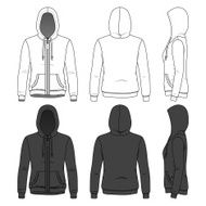 Front back and side views of blank hoodie N3