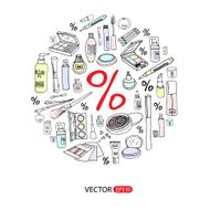 Set of vector cosmetics objects