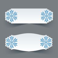 Vector Set of Blank White Paper Retro Labels with Snowflakes N2