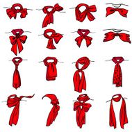 set of different neckerchiefs tied