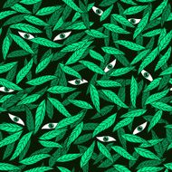 Eyes among the leaves seamless pattern