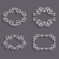 Vector Set of White Vintage Borders with Shadows