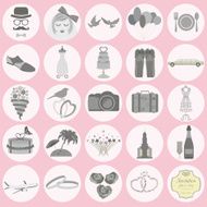 Set of vintage wedding fashion style and travel elements icons N5
