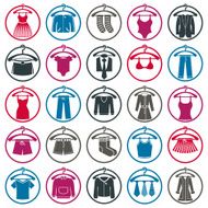 Illustrated clothing icons set isolated vector garment collection N2