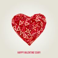 Happy Valentines Day card with low poly heart N4