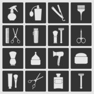 Barber Shop tools icons vector set