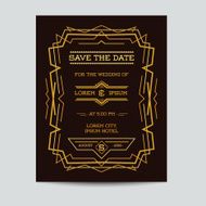 Wedding Invitation Card - Art Deco Vintage Style