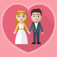 Bride and groom in heart