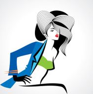 Glamor girl in blue coat