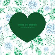 Vector abstract blue and green leaves heart silhouette pattern frame N2