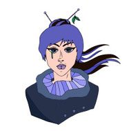 portrait of girl with blue hair in Japanese style