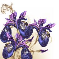Fashion hand drawn flowers in purple color