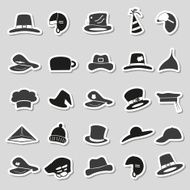 various black and gray hats stickers vector set eps10