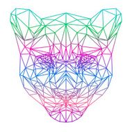 abstract gradient colored lion silhouette drawn in one continuous line