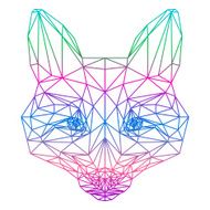 abstract gradient colored fox silhouette drawn in one continuous line