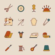 Sewing Equipment Icons Set N3